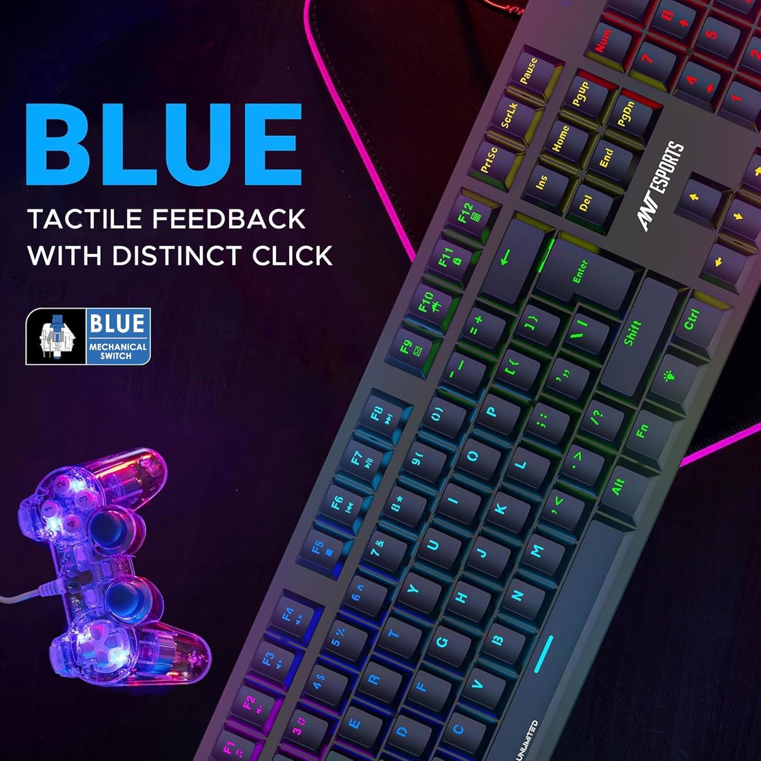 Ant Esports MK3400 V3 Pro Mechanical Gaming Keyboard RGB LED... - Image 3