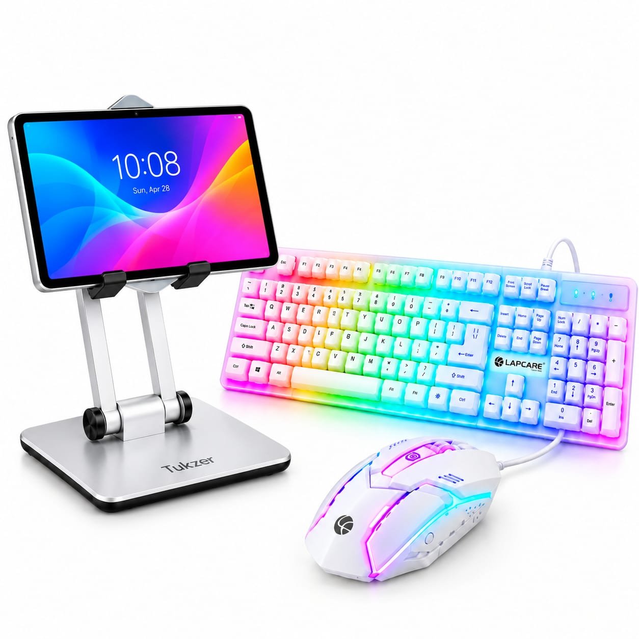 Tukzer Tablet Mobile Stand + Lapcare Rapido RGB Wired Keyboard...