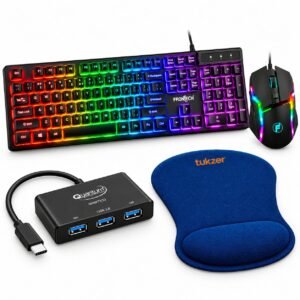 Frontech RGB Keyboard Mouse Combo with Quantum Type-C USB Hub and Tukzer Gel Mouse Pad Combo Offer