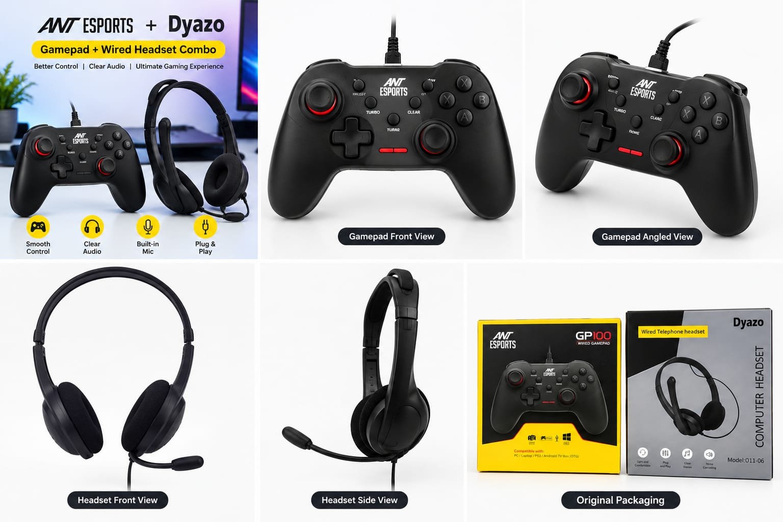 ANT Esports GP100 Gamepad + Dyazo Wired Headset Combo for... - Image 4