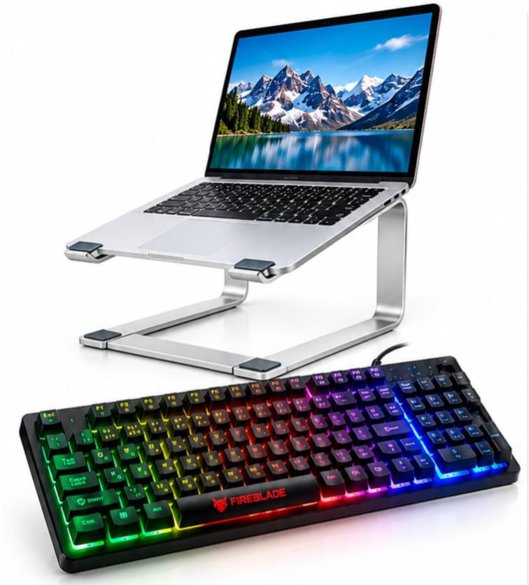 Tarkan Laptop Stand + EvoFox Fireblade RGB Gaming Keyboard Combo...
